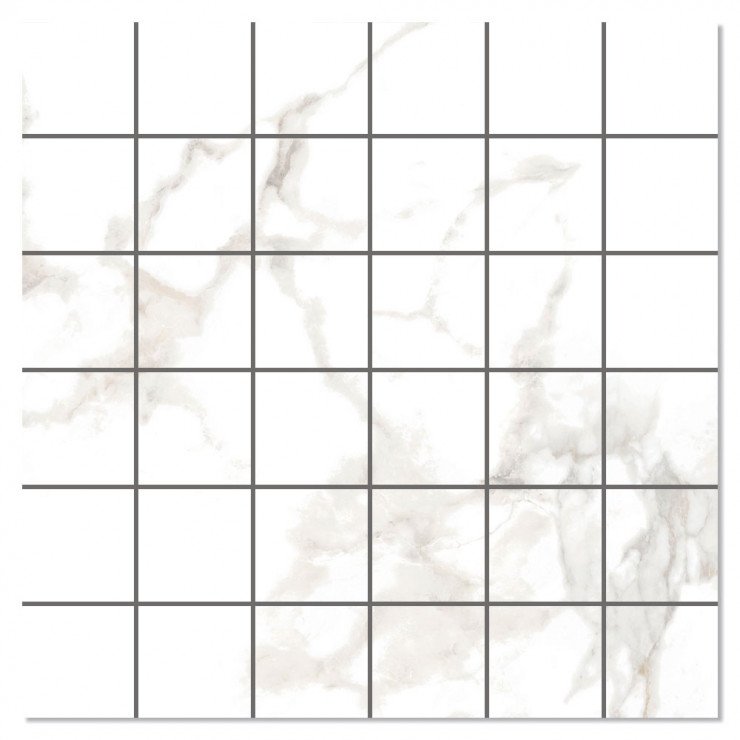 Marmor Mosaik Klinker Varenna Vit Satin 30x30 (5x5) cm-0